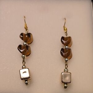 Elegant Brown and Gold Earrings